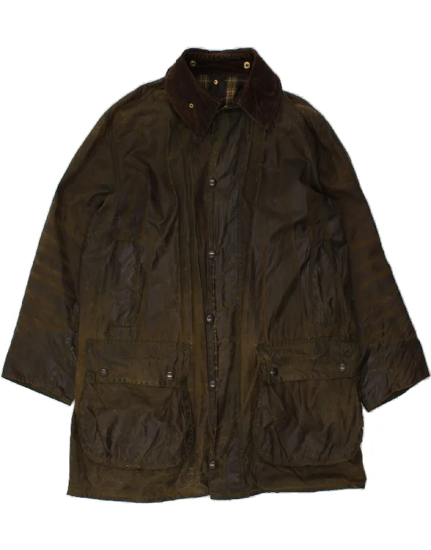 High-Quality Men's Duffle CoatsBARBOUR Mens Border Waxed Cotton Jacket UK 40 Large Brown