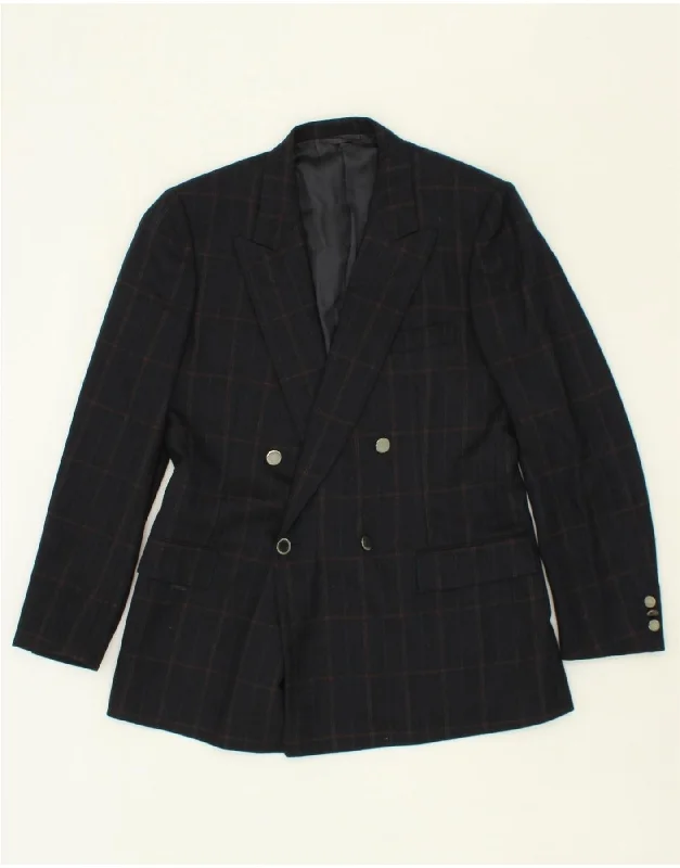 Practical Men's RaincoatsBELVEST Mens Double Breasted Blazer Jacket IT 50 Large Navy Blue Check Practical Men's RaincoatsBELVEST Mens Double Breasted Blazer Jacket IT 50 Large Navy Blue Check