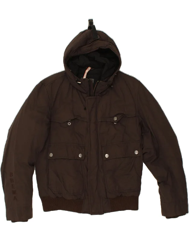 Men's Coats for All SeasonsBREMA Mens Hooded Padded Jacket IT 52 XL Brown Cotton