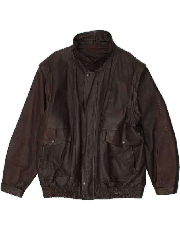 Men's Coats for WorkC&A Mens Leather Jacket EU 54 2XL Brown Leather