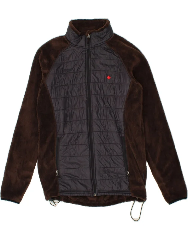 Men's Coats with Reflective StripesCANADIAN Mens Fleece Jacket UK 38 Medium Brown Colourblock Polyester