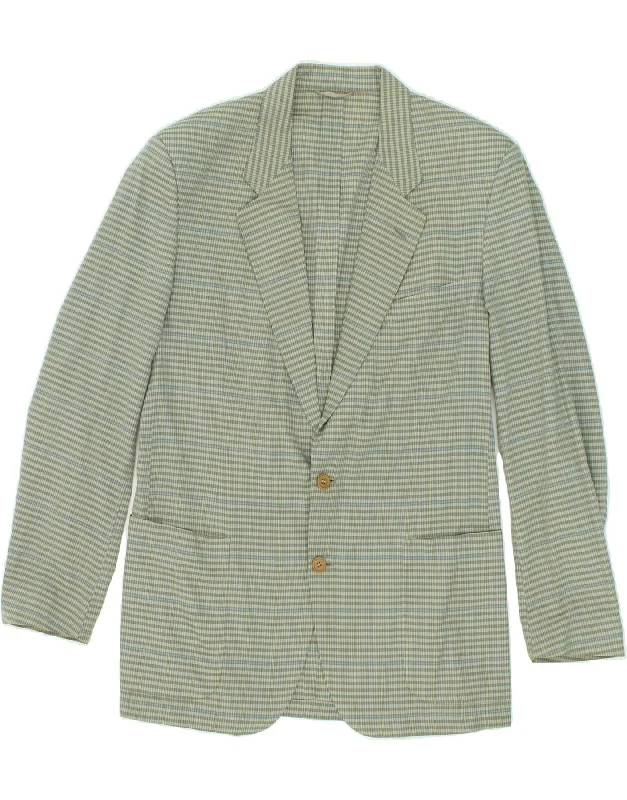 Unique Men's Flight JacketsCERRUTI Mens 2 Button Blazer Jacket IT 50 Large Green Striped Cotton
