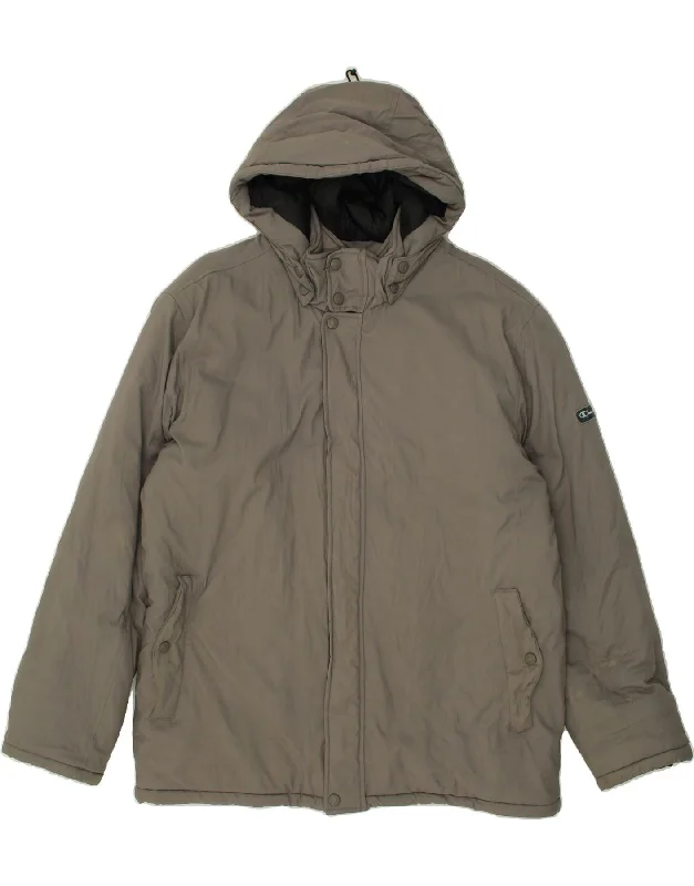 Men's Coats with HoodsCHAMPION Mens Hooded Windbreaker Jacket UK 40 Large Grey