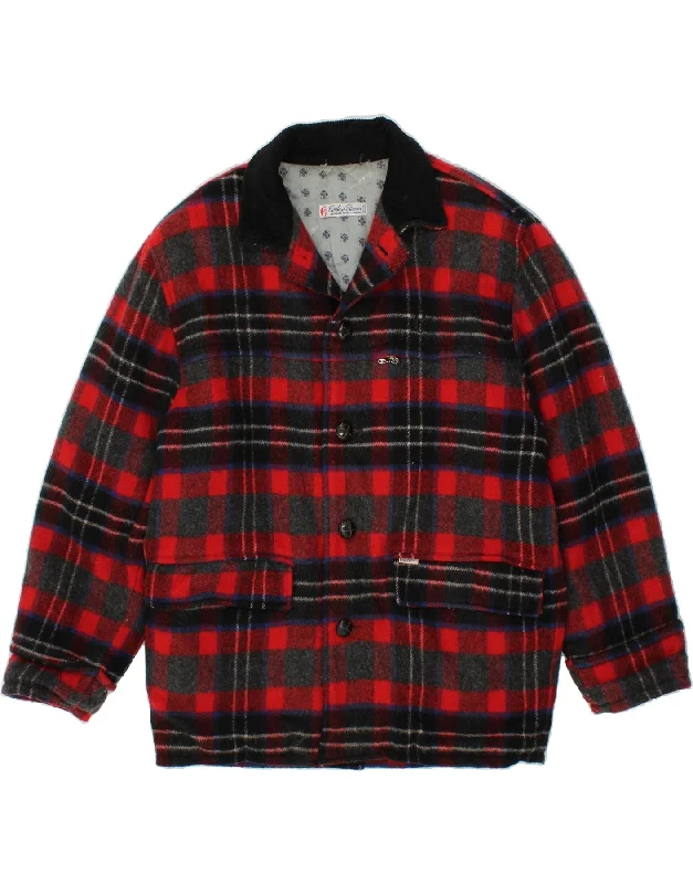 Men's Coats for Short MenCONTE OF FLORENCE Mens Bomber Jacket IT 48 Medium Red Check Wool Men's Coats for Short MenCONTE OF FLORENCE Mens Bomber Jacket IT 48 Medium Red Check Wool
