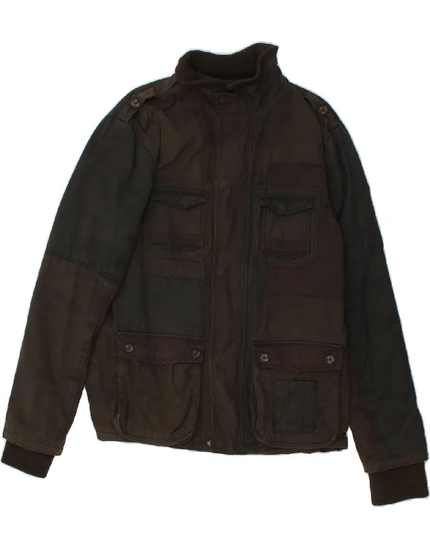 Men's Coats with Contrast StitchingDESIGUAL Mens Military Jacket UK 38 Medium Brown Cotton Men's Coats with Contrast StitchingDESIGUAL Mens Military Jacket UK 38 Medium Brown Cotton