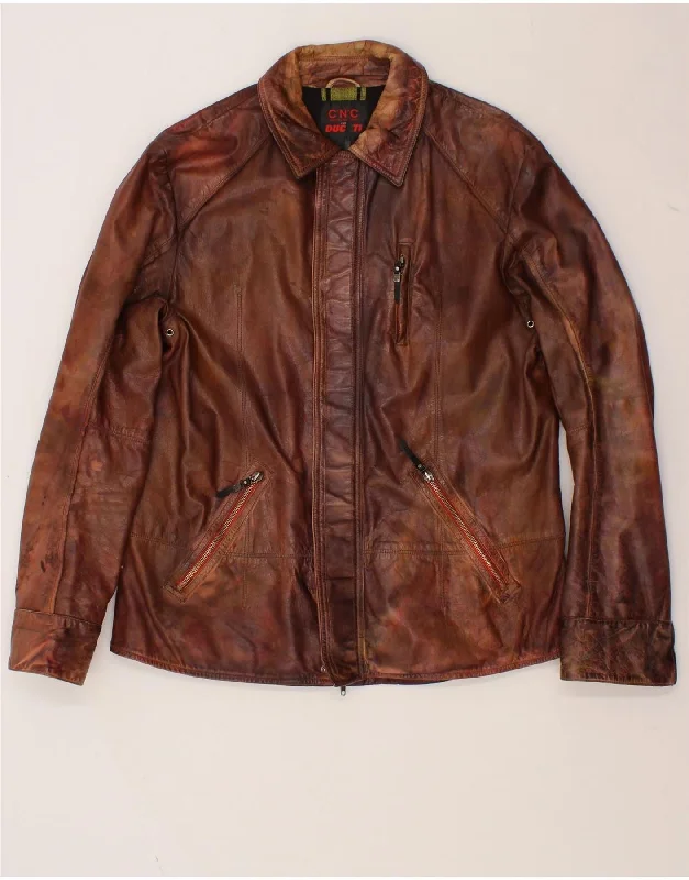 Modern Men's Field JacketsDUCATI Mens Leather Jacket UK 36 Small Brown Leather