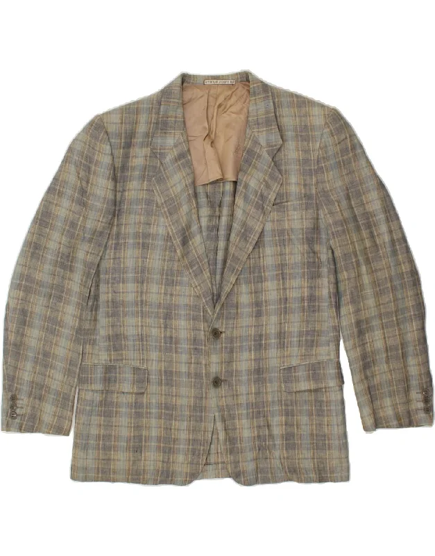 Luxurious Men's Cashmere CoatsEMANUEL UNGARO Mens 2 Button Blazer Jacket UK 38 Medium Grey Check