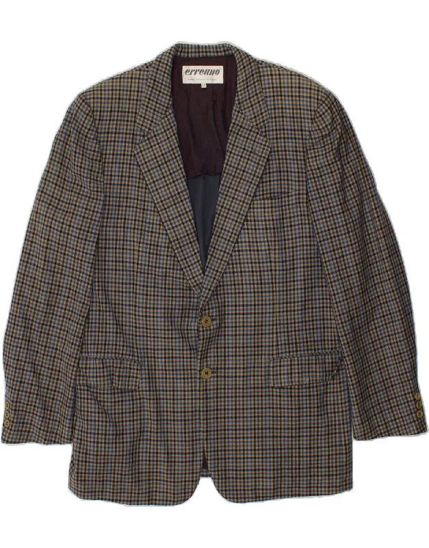 Modern Men's Field JacketsERREUNO Mens Slim 2 Button Blazer Jacket IT 52 XL Grey Check