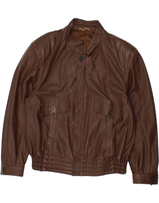 Men's Coats with Quilted LiningFIBOK Mens Leather Jacket IT 52 XL Brown