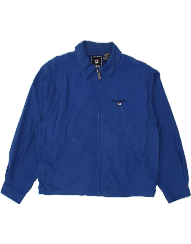 Men's Coats with ZippersFILA Mens Bomber Jacket UK 38 Medium Blue Cotton