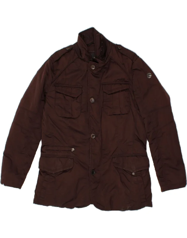 Men's Coats with Contrast StitchingGEO SPIRIT Mens Military Padded Jacket IT 56 3XL Maroon Polyester