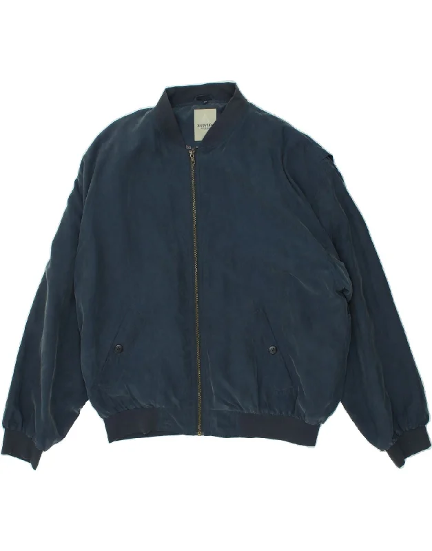 Men's Coats with Hand WarmersHAPPY LIFE Mens Bomber Jacket IT 54 2XL Navy Blue