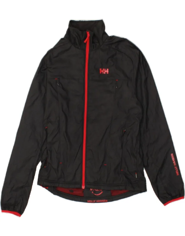 Men's Coats with Stretch FabricHELLY HANSEN Mens Graphic Windbreaker Jacket UK 36 Small Black Polyester