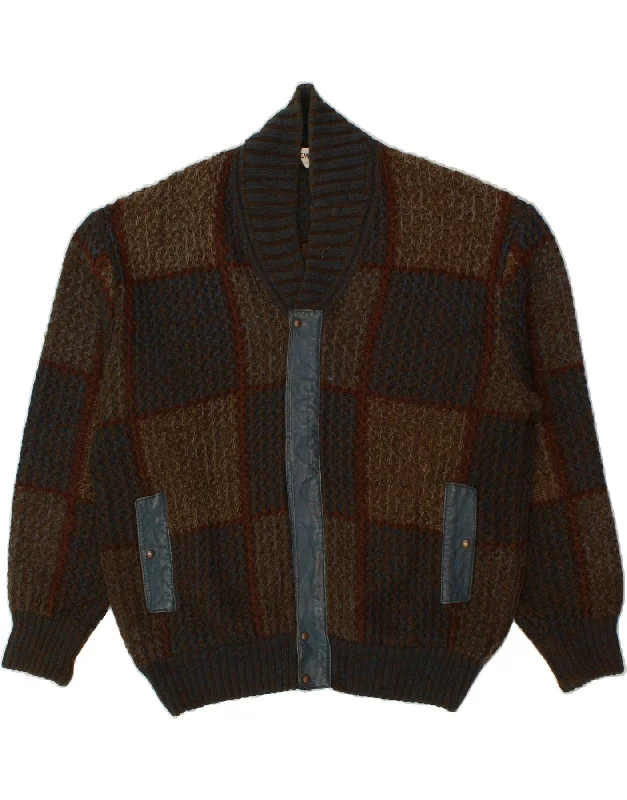Elegant Men's Wool CoatsHEMMOND Mens Knit Bomber Jacket UK 36 Medium Brown Geometric