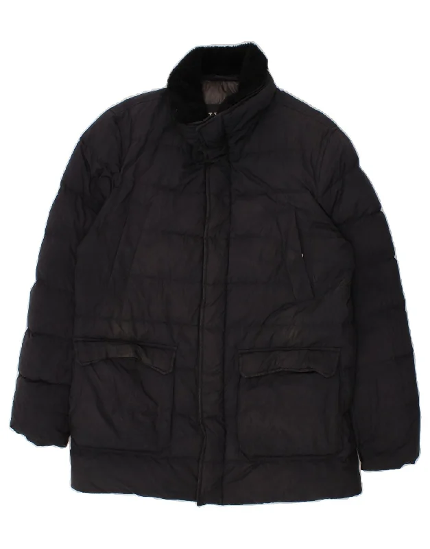 Men's Coats with Convertible CollarsHERNO Mens Padded Jacket IT 48 Medium Navy Blue Polyester