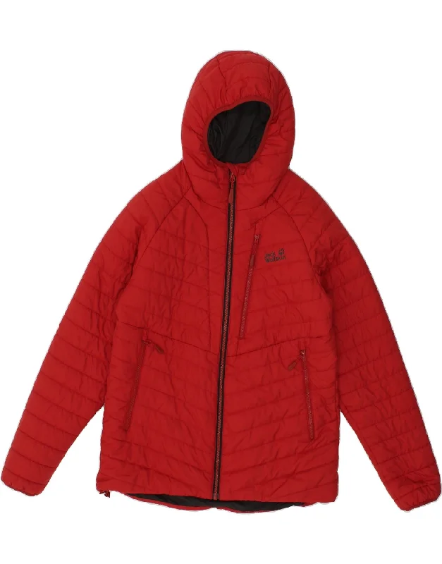 Men's Coats with Patchwork DesignsJACK WOLFSKIN Mens Hooded Padded Jacket UK 36/38 Small Red Polyester Men's Coats with Patchwork DesignsJACK WOLFSKIN Mens Hooded Padded Jacket UK 36/38 Small Red Polyester