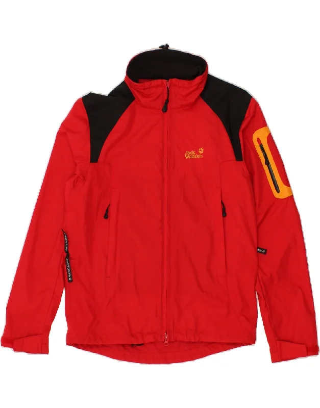 Men's Coats with HoodsJACK WOLFSKIN Mens Rain Jacket UK 38 Medium Red Colourblock Polyester Men's Coats with HoodsJACK WOLFSKIN Mens Rain Jacket UK 38 Medium Red Colourblock Polyester