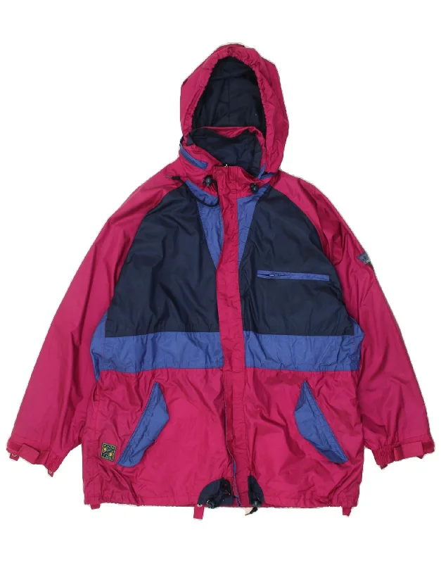 Men's Coats with Quilted LiningJEANTEX Mens Hooded Rain Jacket UK 40/42 Large Pink Colourblock Polyamide