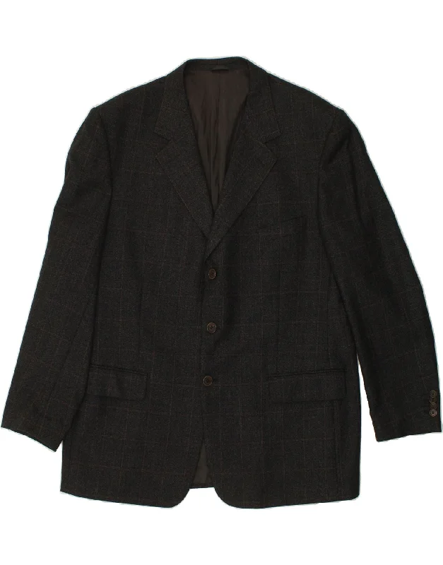 Best Men's Leather CoatsLEBOLE Mens Slim 3 Button Blazer Jacket IT 58 4XL Grey Check Virgin Wool