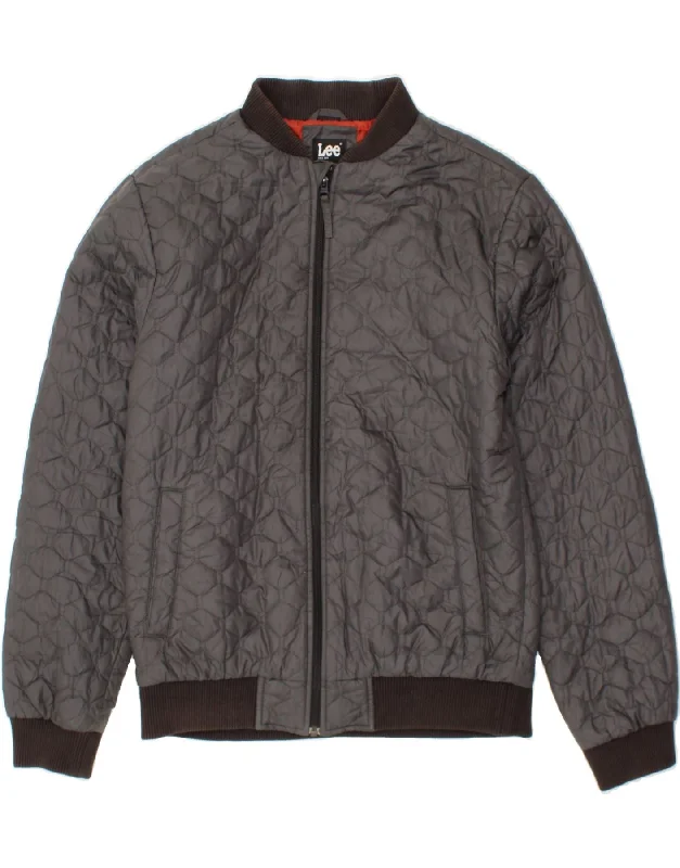 Men's Coats with Fur TrimLEE Mens Bomber Jacket UK 38 Medium Grey Polyester
