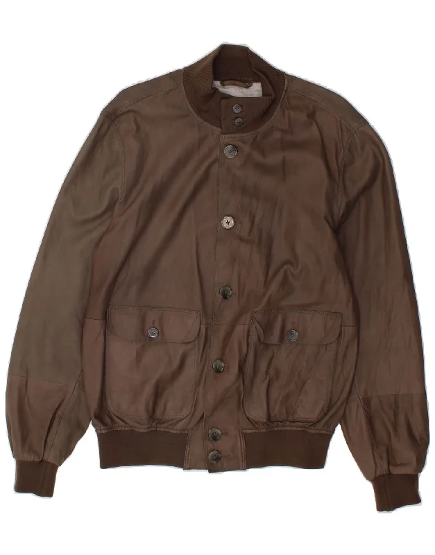 Men's Coats for WalkingMANDELLI Mens Slim Leather Jacket IT 52 XL Grey Leather