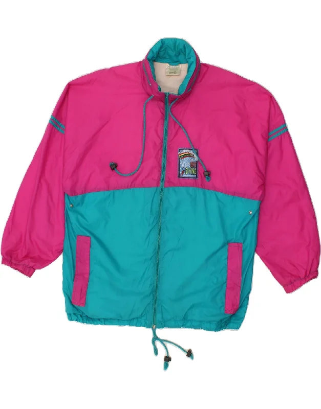 Men's Coats Made in ItalyMARCEL CLAIR Mens Hooded Rain Jacket Size 40/42 Medium Pink Colourblock