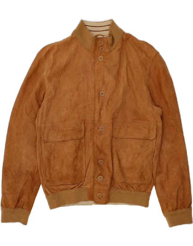Men's Coats with Hand WarmersMARTIN EDEN Mens Suede Bomber Jacket IT 54 2XL Brown Leather