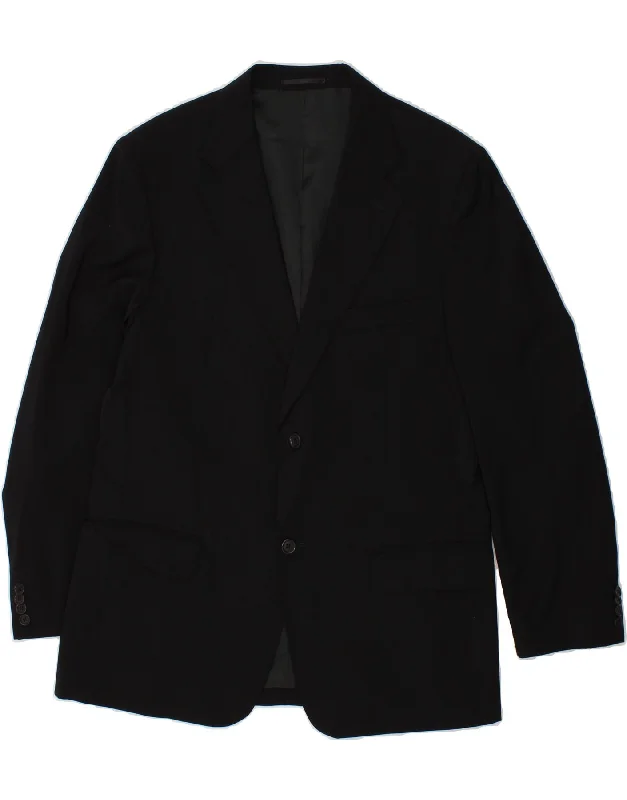 Men's Coats with Snap ButtonsMASSIMO DUTTI Mens 2 Button Blazer Jacket UK 42 Large Black Wool