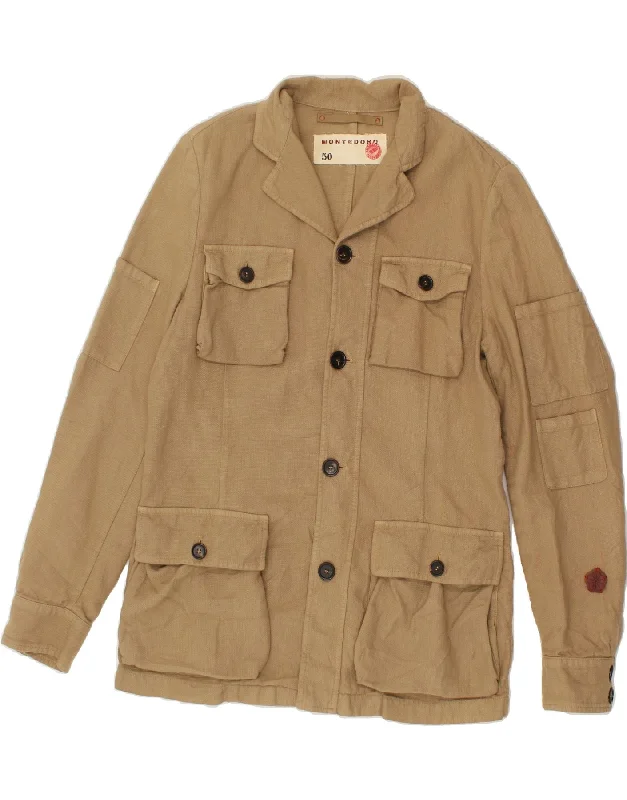 Men's Coats for SnowshoeingMONTEDORO Mens Utility Jacket IT 50 Large Brown Linen