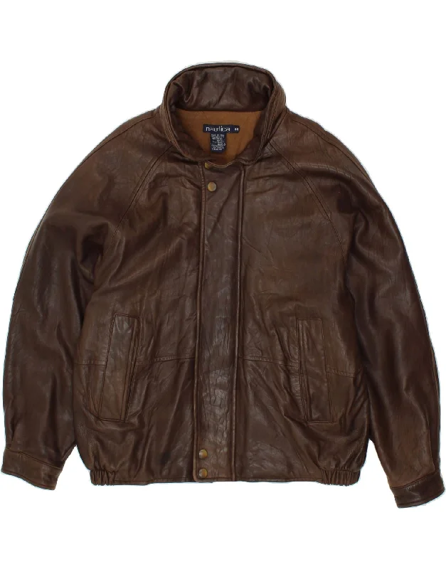 Men's Coats with Patchwork DesignsNAUTICA Mens Hooded Leather Jacket UK 44 2XL Brown Leather Men's Coats with Patchwork DesignsNAUTICA Mens Hooded Leather Jacket UK 44 2XL Brown Leather