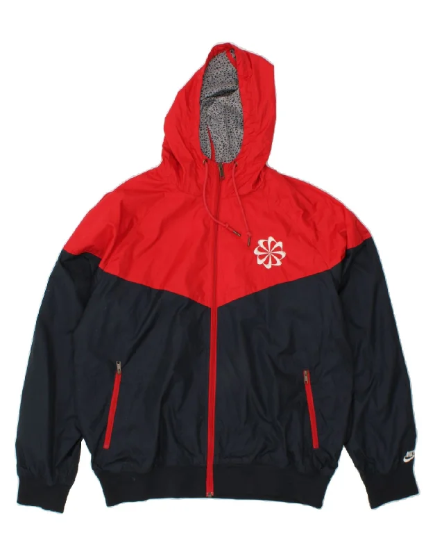 Men's Coats with Belted WaistsNIKE Mens Hooded Rain Jacket UK 46/48 XL Navy Blue Colourblock Polyester Men's Coats with Belted WaistsNIKE Mens Hooded Rain Jacket UK 46/48 XL Navy Blue Colourblock Polyester