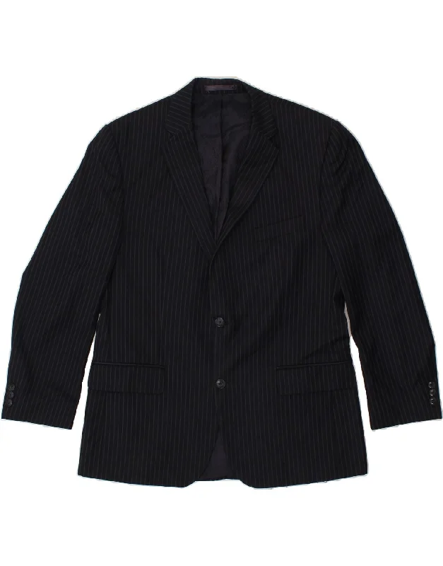 Men's Coats with Hidden PocketsPIERRE CARDIN Mens 2 Button Blazer Jacket IT 52 XL Navy Blue Striped Wool Men's Coats with Hidden PocketsPIERRE CARDIN Mens 2 Button Blazer Jacket IT 52 XL Navy Blue Striped Wool