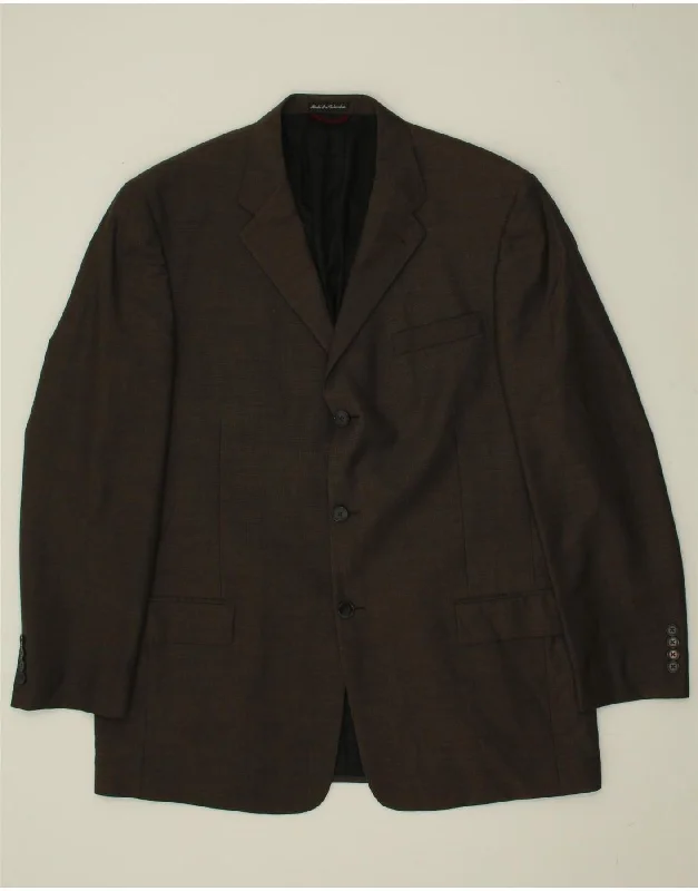 Comfortable Men's ParkasPIERRE CARDIN Mens 3 Button Blazer Jacket UK 46 3XL Brown Wool