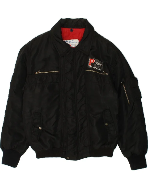 Warm Men's Down JacketsPOLBOT Mens Bomber Jacket UK 40 Large Black Polyamide Sports