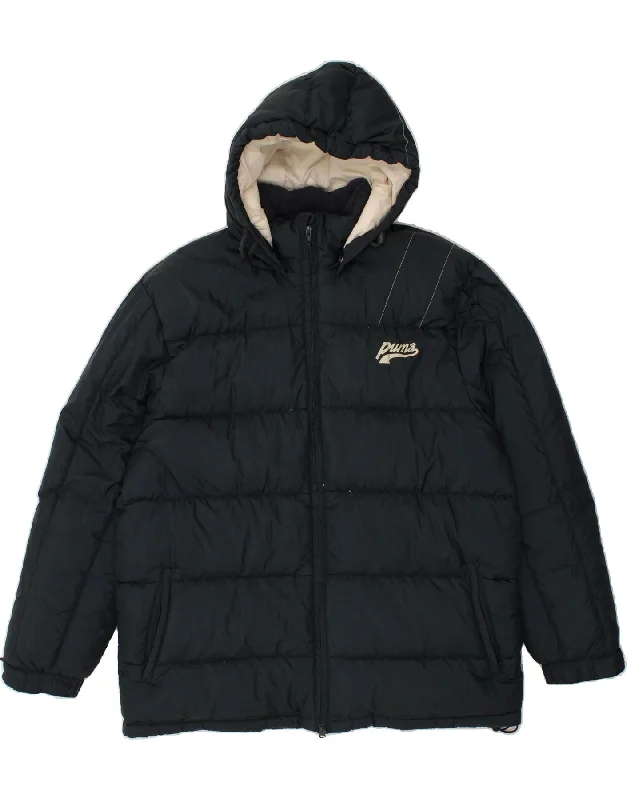 Men's Coats with ButtonsPUMA Mens Hooded Padded Jacket UK 40 Large Navy Blue