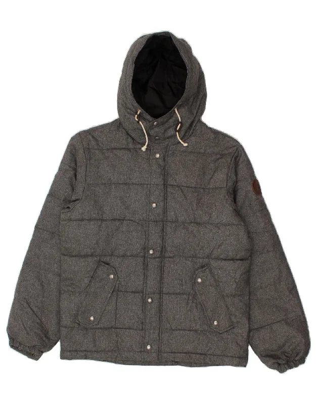 Men's Coats with PocketsQUIKSILVER Mens Hooded Padded Jacket UK 38 Medium Grey Polyester Men's Coats with PocketsQUIKSILVER Mens Hooded Padded Jacket UK 38 Medium Grey Polyester