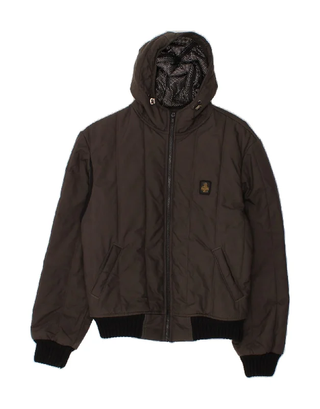 Men's Coats with Ripstop FabricREFRIGIWEAR Mens Hooded Padded Jacket UK 38 Medium Grey Polyamide