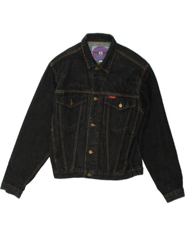 Men's Coats for City WearSASCH Mens Denim Jacket UK 38 Medium Black Cotton