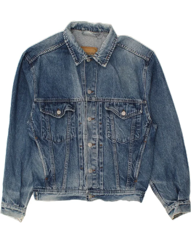 Men's Coats with HoodsSAVVY Mens Denim Jacket UK 38 Medium Blue Cotton