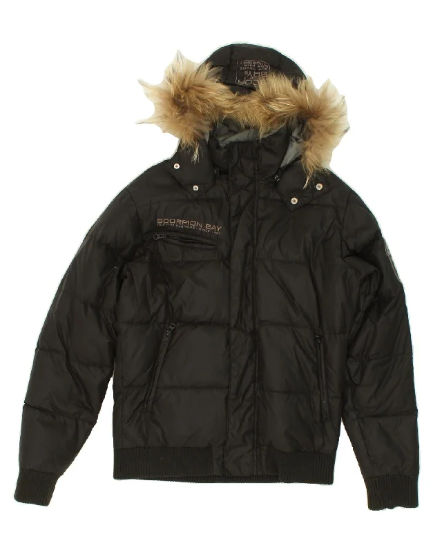Casual Men's Bomber JacketsSCORPION BAY Mens Hooded Padded Jacket UK 38 Medium Black Polyamide Casual Men's Bomber JacketsSCORPION BAY Mens Hooded Padded Jacket UK 38 Medium Black Polyamide