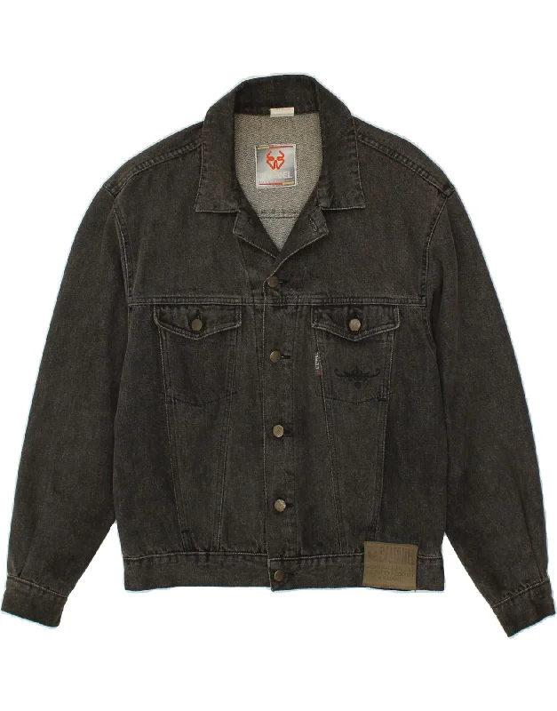 Men's Coats for Skinny MenSTEFANEL Mens Denim Jacket UK 36 Small Grey Cotton