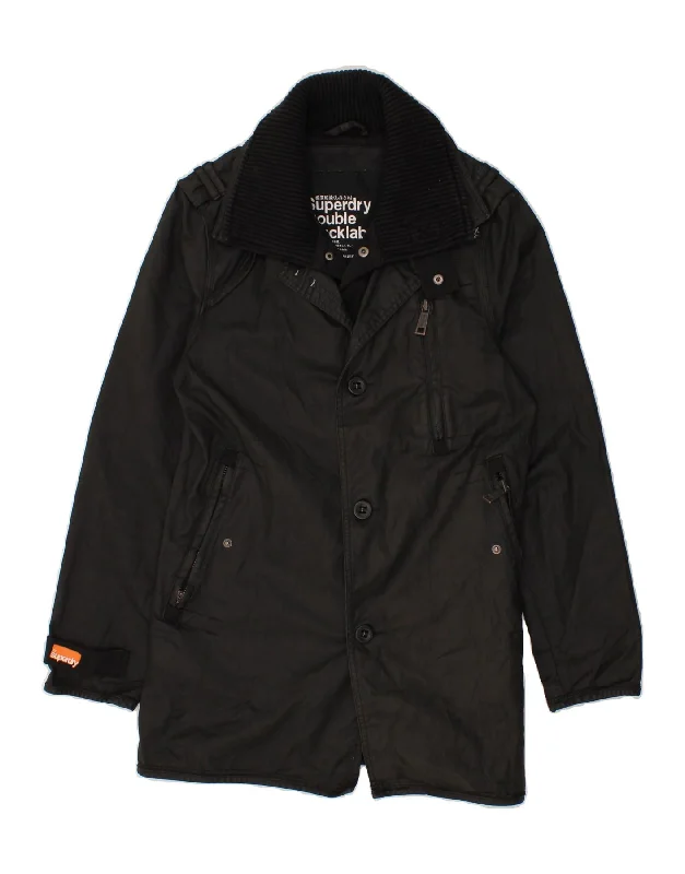 Men's Coats with Removable LiningsSUPERDRY Mens Military Windbreaker Jacket UK 36 Small Black Cotton