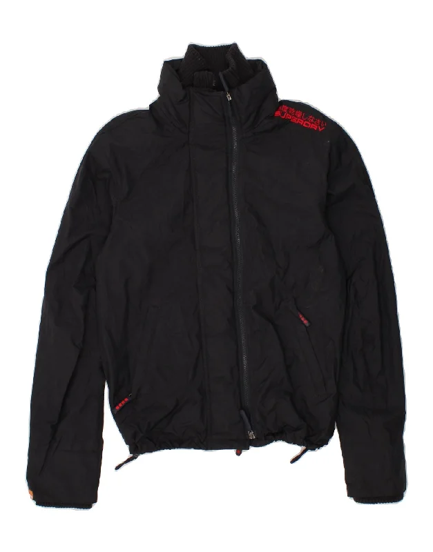 Men's Coats with PocketsSUPERDRY Mens Windbreaker Jacket UK 36 Small Black Nylon