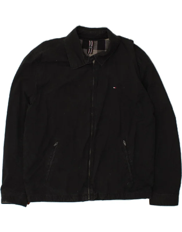 Men's Coats with Contrast StitchingTOMMY HILFIGER Mens Bomber Jacket UK 44 2XL Black Cotton