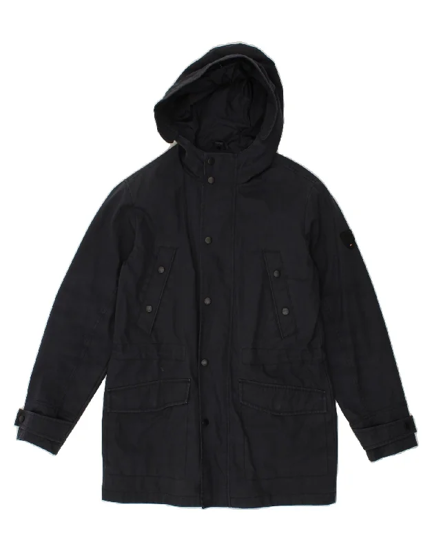Men's Coats with Belted WaistsTOMMY HILFIGER Mens Hooded Parka Jacket UK 36 Small Navy Blue Cotton Men's Coats with Belted WaistsTOMMY HILFIGER Mens Hooded Parka Jacket UK 36 Small Navy Blue Cotton