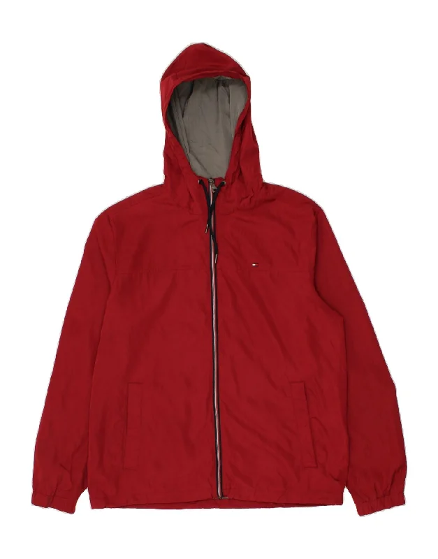 Men's Coats with Military InfluenceTOMMY HILFIGER Mens Hooded Rain Jacket UK 40 Large Red Polyester Men's Coats with Military InfluenceTOMMY HILFIGER Mens Hooded Rain Jacket UK 40 Large Red Polyester