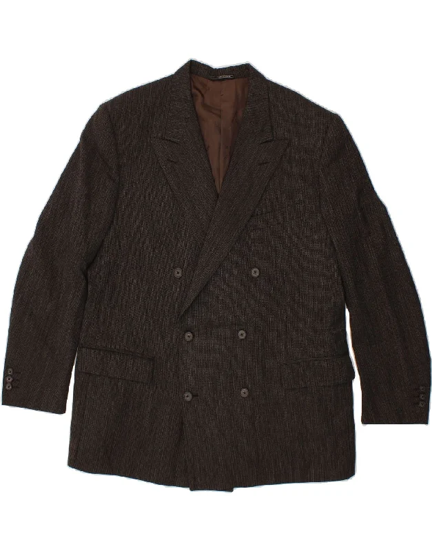 Men's Coats with ZippersTRUSSARDI Mens Double Breasted Blazer Jacket IT 58 4XL Grey Virgin Wool