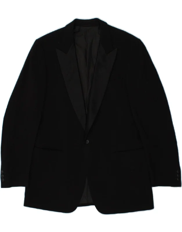 Men's Coats with Slim FitsVINTAGE Mens 1 Button Blazer Jacket EU 52 XL Black New Wool