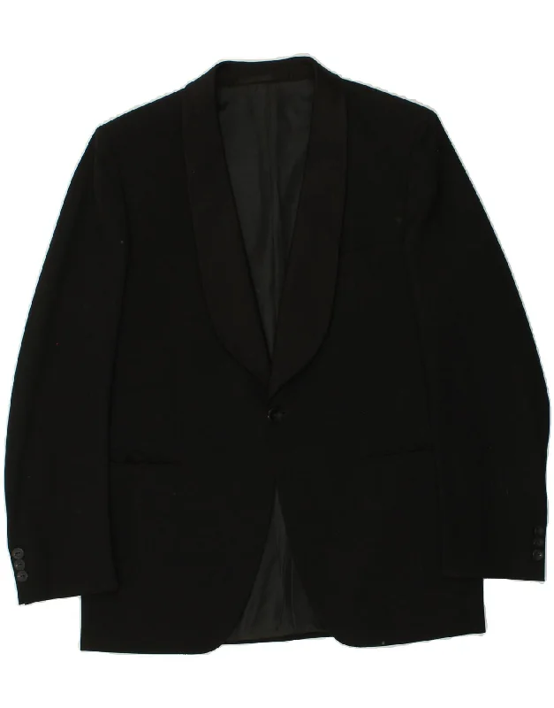Men's Coats for HikingVINTAGE Mens 1 Button Blazer Jacket IT 52 XL Black Wool