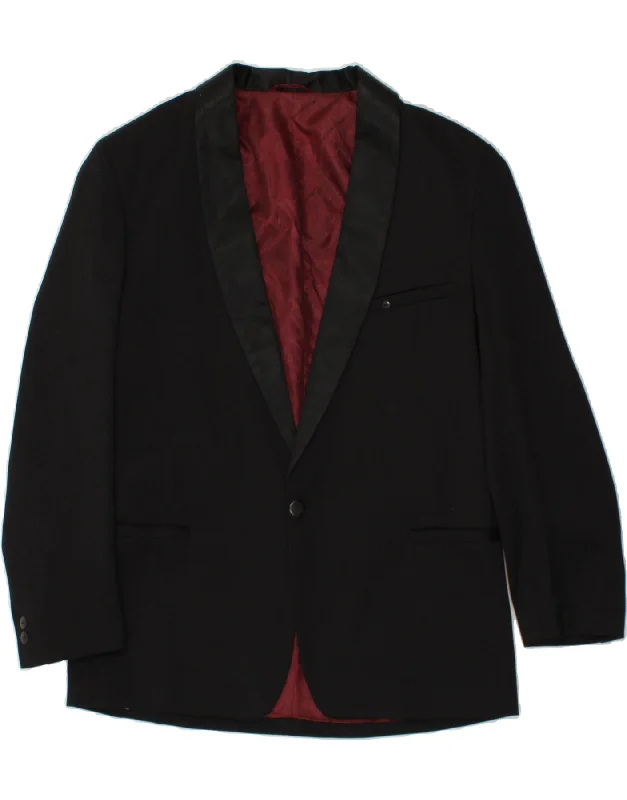 Men's Coats with Relaxed FitsVINTAGE Mens 1 Button Blazer Jacket UK 36 Small Black Polyester
